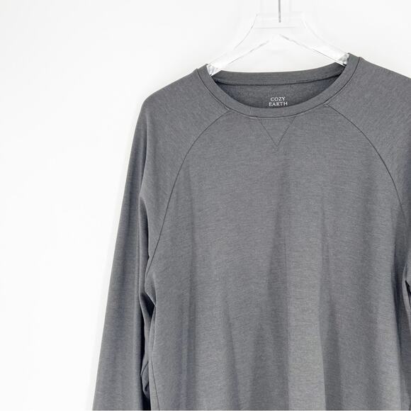 Cozy Earth Long Sleeve Bamboo Crewneck Pullover L Grey - Picture 4 of 7